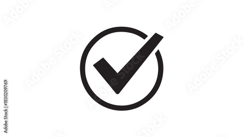 Check mark icon in a circle simple flat vector design isolated on white background for web and mobile apps