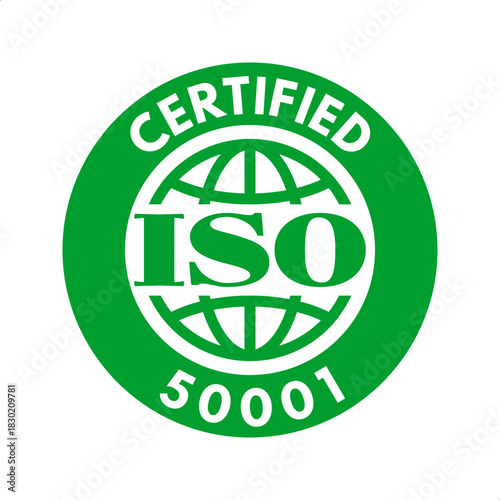 iso 50001 energy management system certified, vector illustration isolated on white background