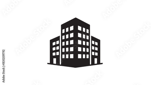 Black building icon simple flat vector illustration for real estate or construction company isolated on white background