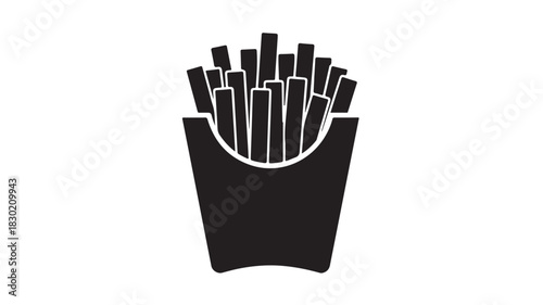 French fries icon simple black glyph vector illustration isolated on white background for menu design