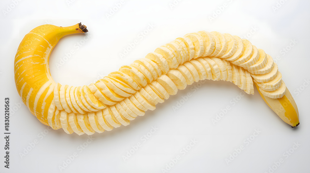 Obraz premium Creative sliced banana art forms a wavy shape