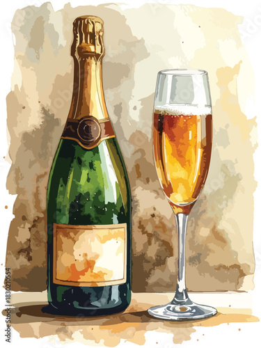 New Year Champagne Glasses Illustration