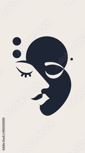 Abstract illustration of a face with closed eyes in minimalist art style