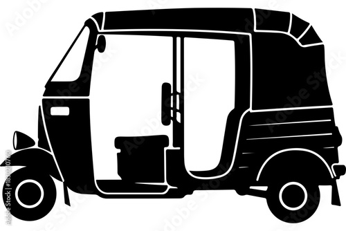 Iconic auto rickshaw cruising through bustling Asian streets, a symbol of vibrant urban life and affordable transport, perfect for travel and cultural themes