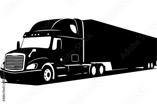 Powerful semi truck ready to haul cargo across the country, a symbol of American industry and logistics, showcasing transportation and delivery services