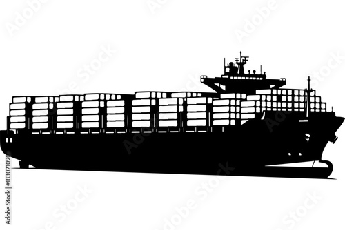 Sleek container ship silhouette speeding across the ocean, a powerful symbol of global trade, logistics, and modern maritime transport solutions