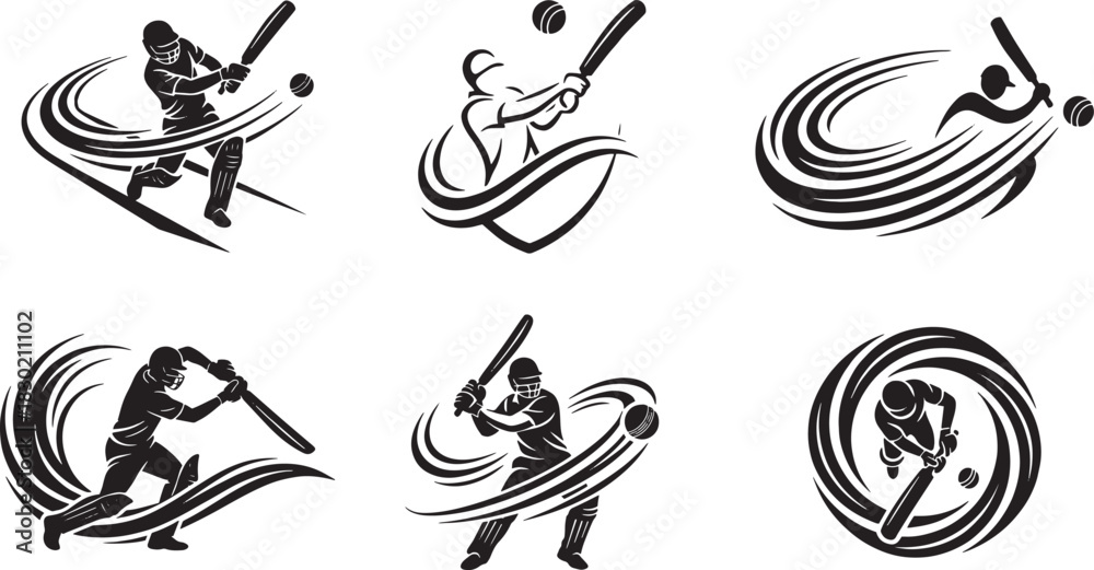 Obraz premium Set of Power Strike Cricket logo