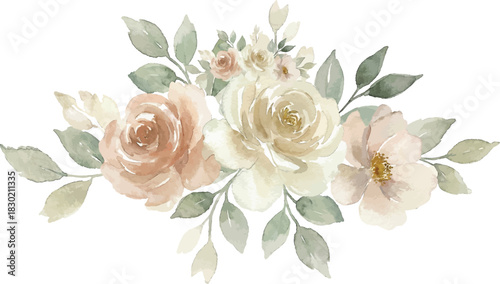 Roses Flower invitation ornament watercolor