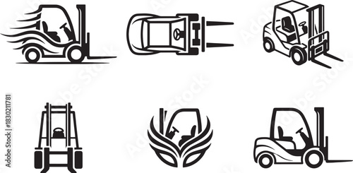 Set of Forklift Vehicle Logo