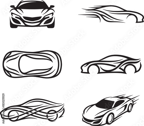 Set of Sportcar with speed blast logo