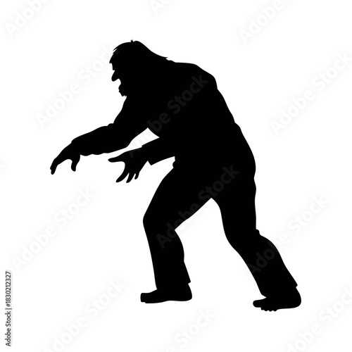 black bigfoot sasquatch doing rock on hand gesture icon silhouette isolated