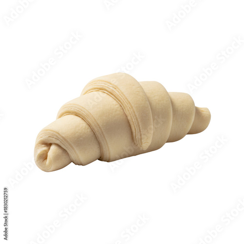 Raw unbaked croissant dough, a semi-finished pastry product ready for baking.