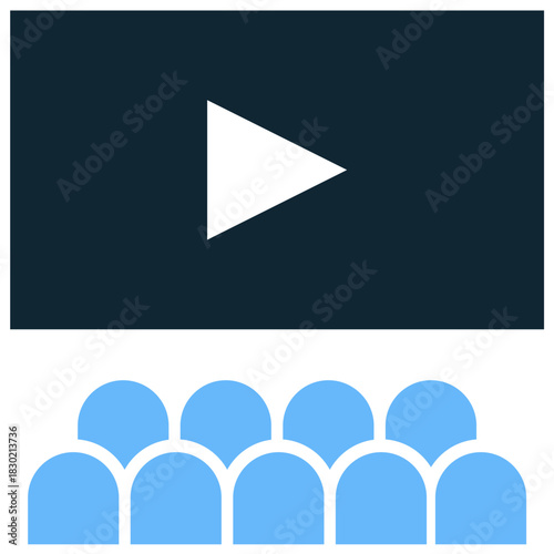 Cinema Icon Vector Ideal for movie theatres, film, entertainment, and media graphics. Symbolizes motion pictures, viewing, film industry, and leisure.