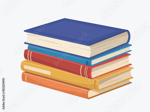 Stack of Colorful Books Clipart Illustration. Education, Learning, and School Graphic Design Element.