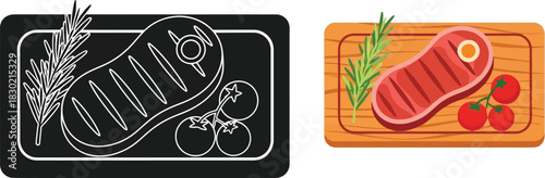 Illustrative comparison of meat and ingredients color versus black and white