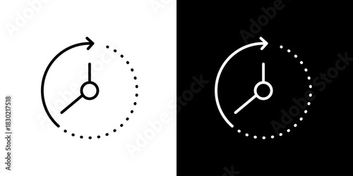 Clock icon with arrow Represents time management, deadlines, and schedule on two backgrounds