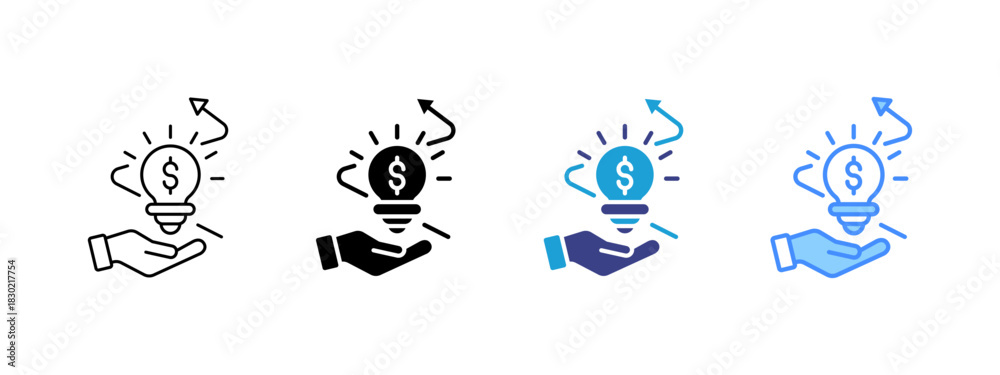 Fototapeta premium Idea icon set multiple style collection