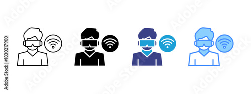 Virtual Reality icon set multiple style collection