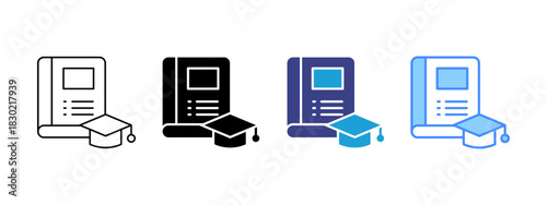 Learning icon set multiple style collection