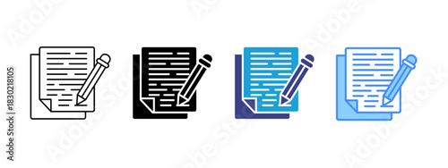 Pencil icon set multiple style collection