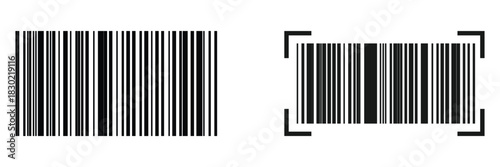 Simple barcode icon, barcode scratched vector illustration, barcode icon for selling, shopping etc. Barcode icon set isolated on white background