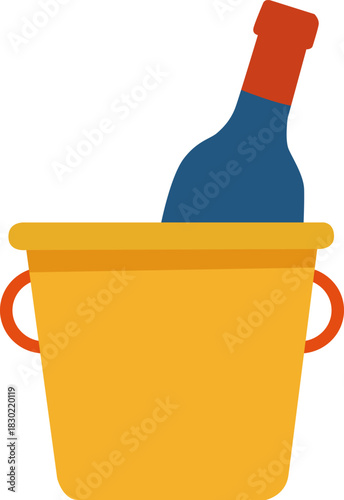 Wine Bottle in Ice Bucket Illustration