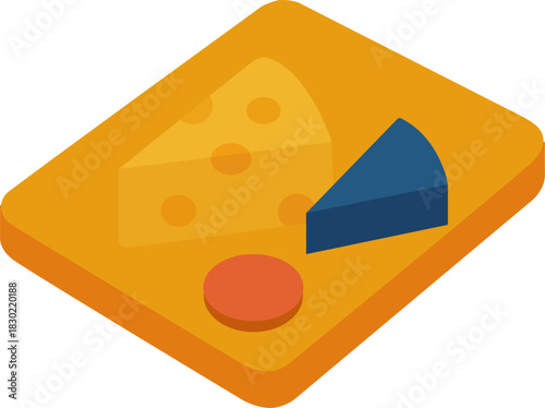 Cheese and Salami Flat Illustration