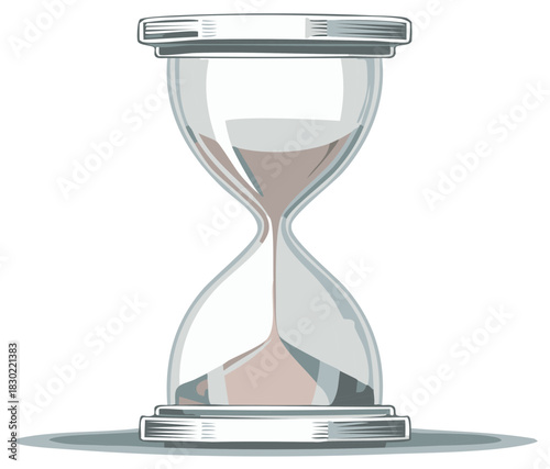 Vintage hourglass vector illustration with flowing sand measuring the passage of time