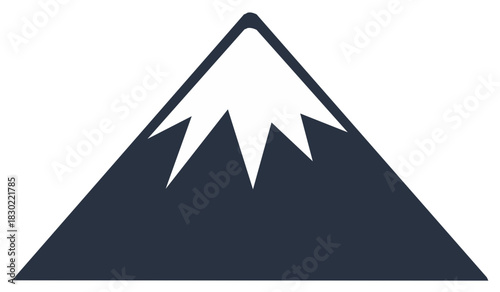 Mountain peak icon illustration with snow cap, nature icon, mountain range, travel