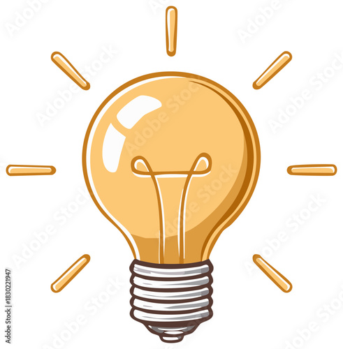 Shining light bulb cartoon icon for idea and inspiration concepts