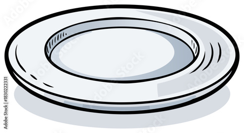 Clean White Round Plate Cartoon Illustration Simple Dining Tableware Design