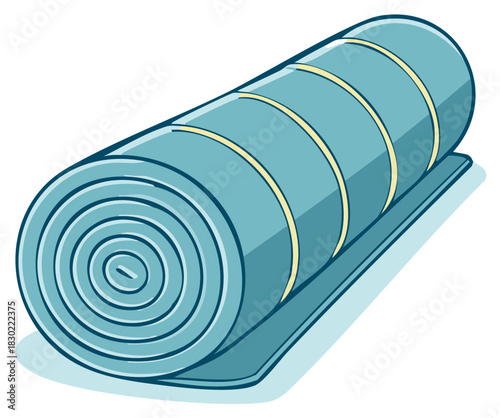 Rolled Up Yoga Mat for Exercise and Relaxation Illustration