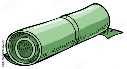 Rolled Green Yoga Mat for Exercise and Relaxation