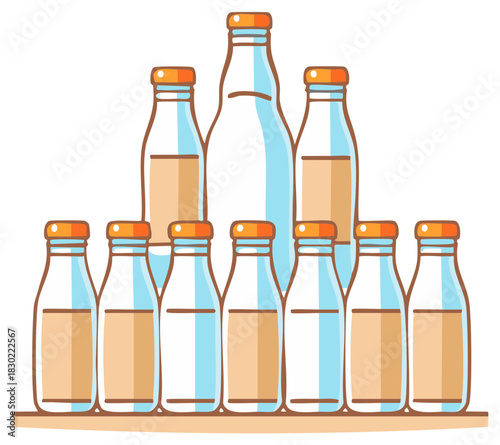 Fresh milk bottled illustration on shelf for healthy lifestyle promotion