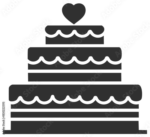 Elegant three tiered cake with heart topper perfect for celebrations and weddings