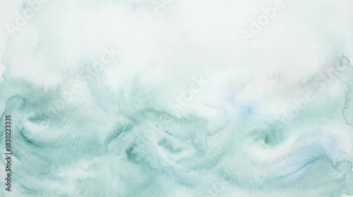 Abstract watercolor ocean waves in calming shades of blue and green  