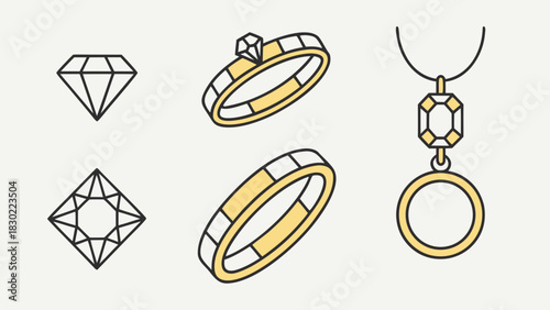 Vector icon pack of geometric fine-jewelry
