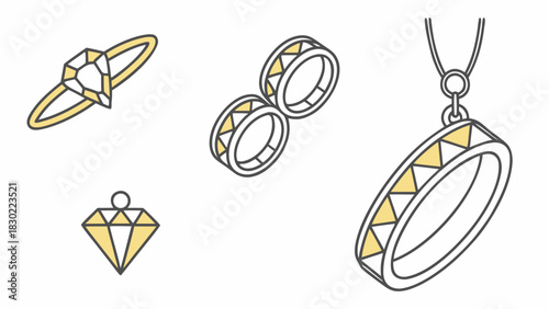 Vector icon pack of geometric fine-jewelry