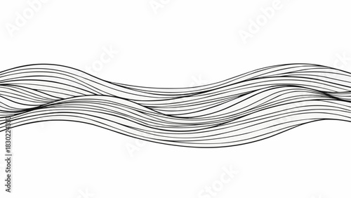 Abstract Wavy Lines Pattern on White Background.