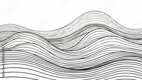 Abstract Wavy Lines Pattern Black and White Minimalist Design.