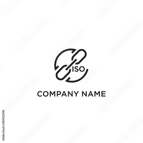 Creative ISO initial logo design with a circular chain link symbol.