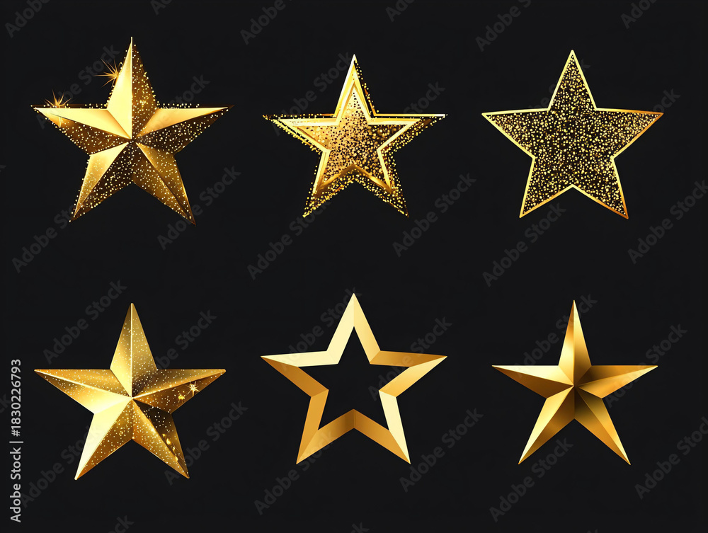 Obraz premium Collection of Golden Star Icons with Different Textures and Styles