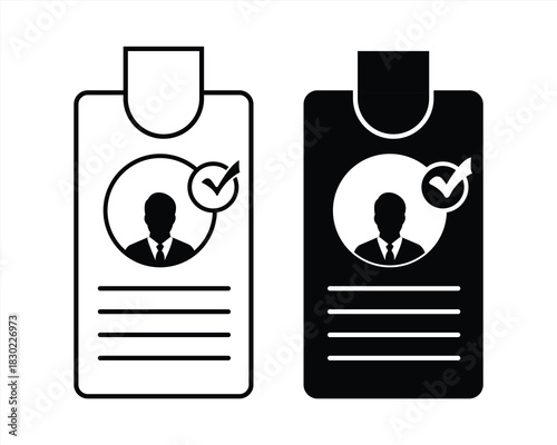 Identity Card icon set. Identity Card with a tick symbol. Vector illustration.