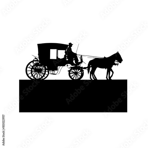 Silhouette of a Horse-Drawn Carriage
