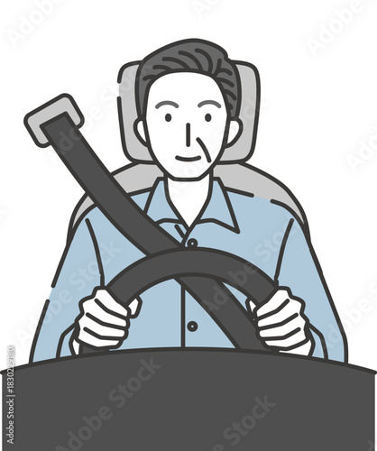 車を運転する高齢男性