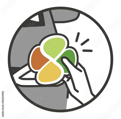 車に高齢者マークを貼る様子のイラスト