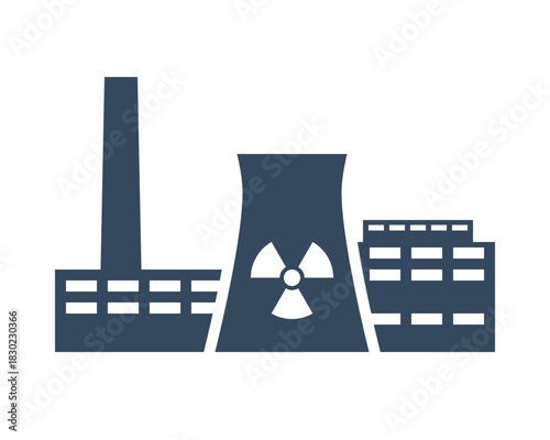 nuclear power station vector icon, electricity plant building exterior symbol
