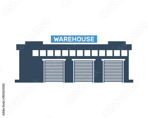 large distribution warehouse building exterior vector icon