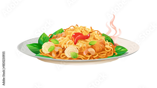 Mie Goreng Vector Indonesia Fried Noodles Asian Food
