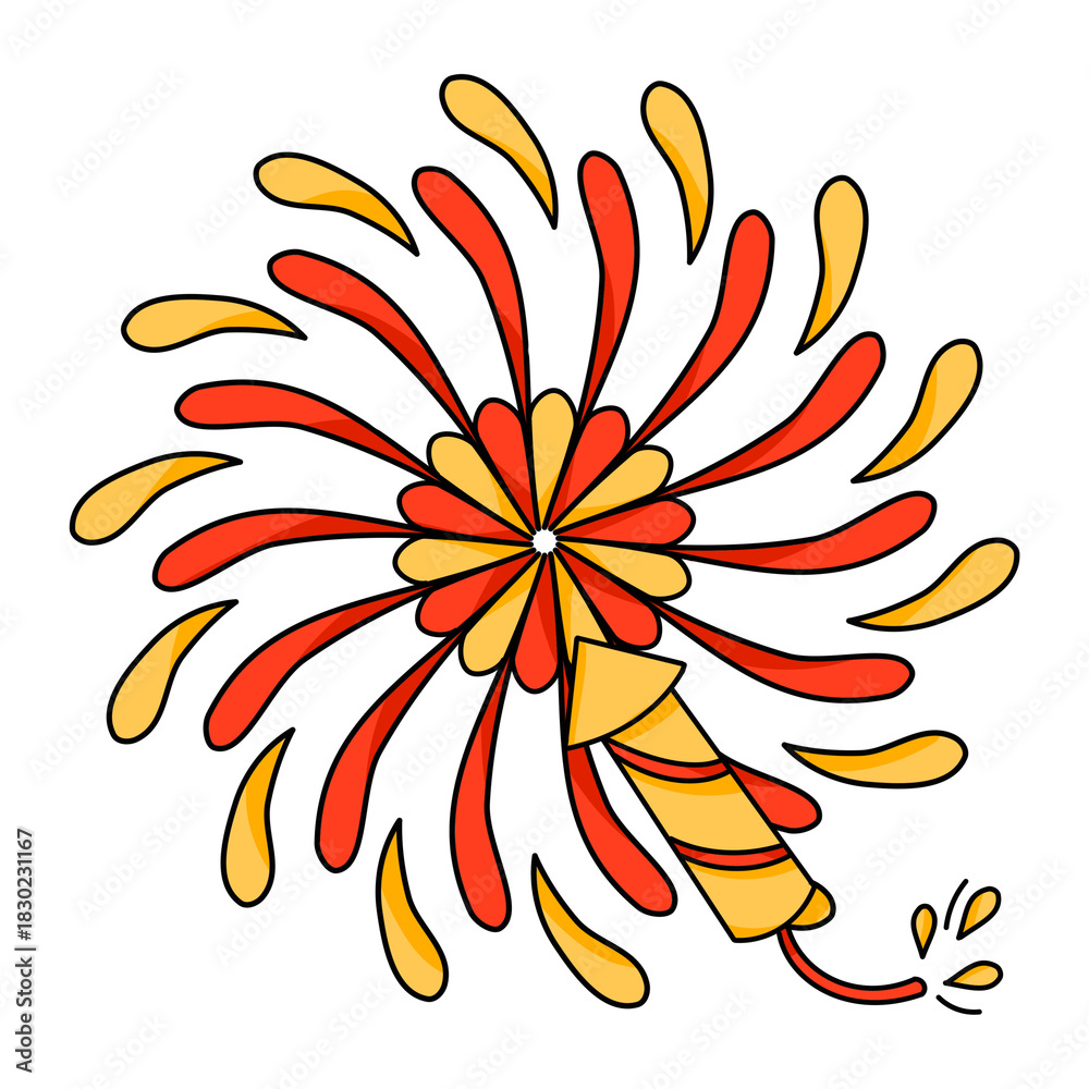 Fototapeta premium Colorful red and gold firework explosion for Chinese New Year celebration and joy.